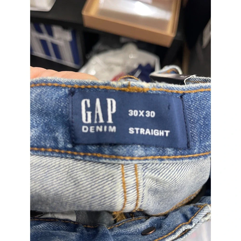 Gap Denim Mens Straight Leg Jeans Medium Wash Blue 30x30 NWT